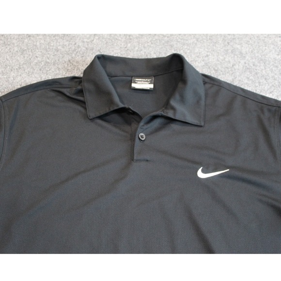 Nike Golf Dri-FIT Polo Shirt Mens Large Black Short Sleeve Athletic - Picture 1 of 7